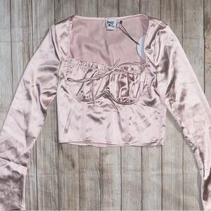 Princess Polly Blush Sateen Blouse sz 6 nwt